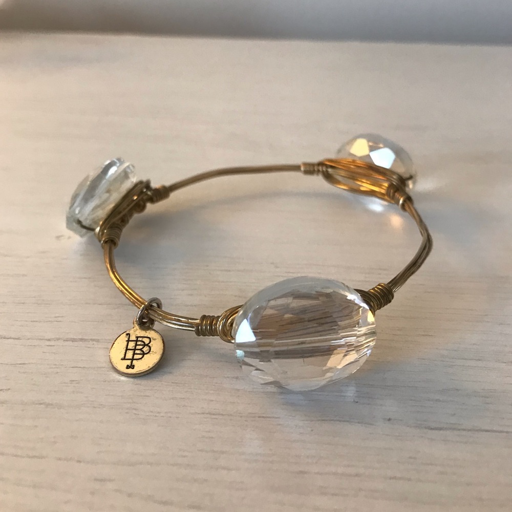 Bourbon and Bowties Clear Crystal Gold Bangle
